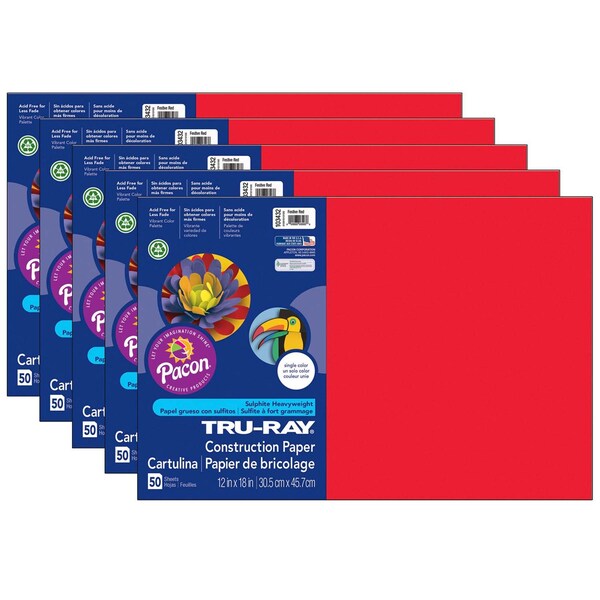 Tru-Ray Construction Paper, Festive Red, 12x18in, PK250